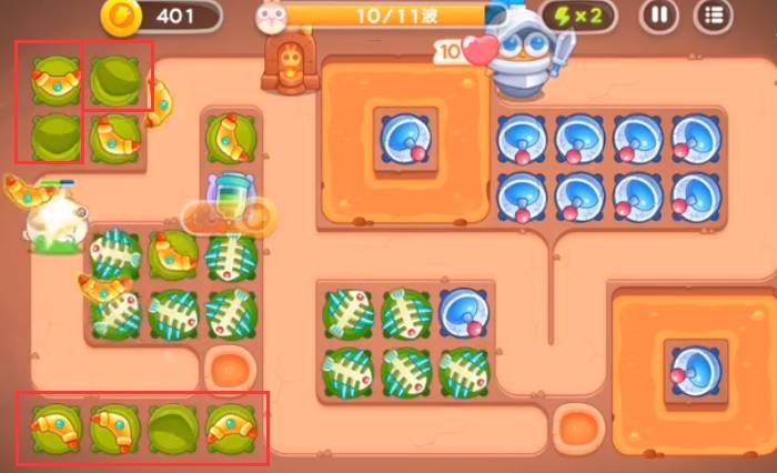 保卫萝卜4攻略饿龙第四关怎么打 饿龙关卡炮台布局