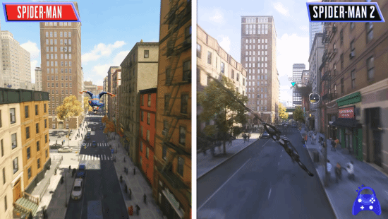 《漫威蜘蛛侠2》vs一代对比:画质升级 地图变大 《漫威蜘蛛侠2》vs一代对比:画质升级 地图变大